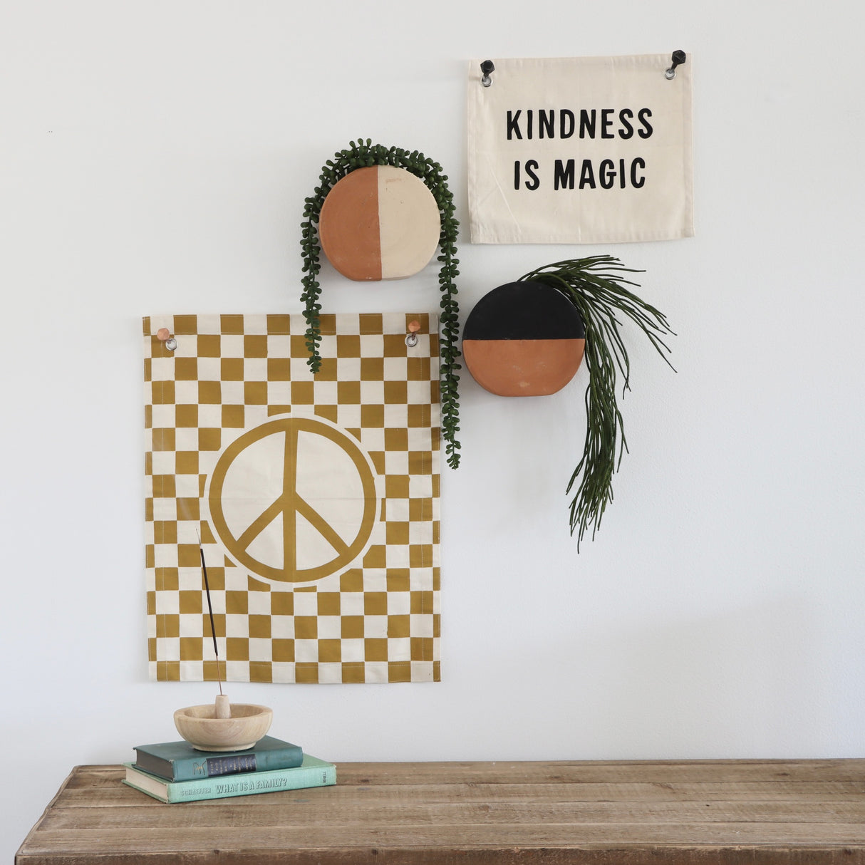 Checkered Peace Sign Banner - Holistic Habitat 