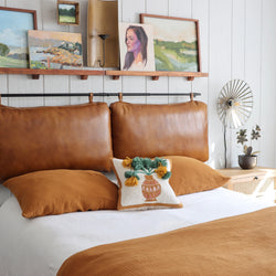 The Rachael Leather Headboard Cushion Set - Dark Amber - Holistic Habitat 