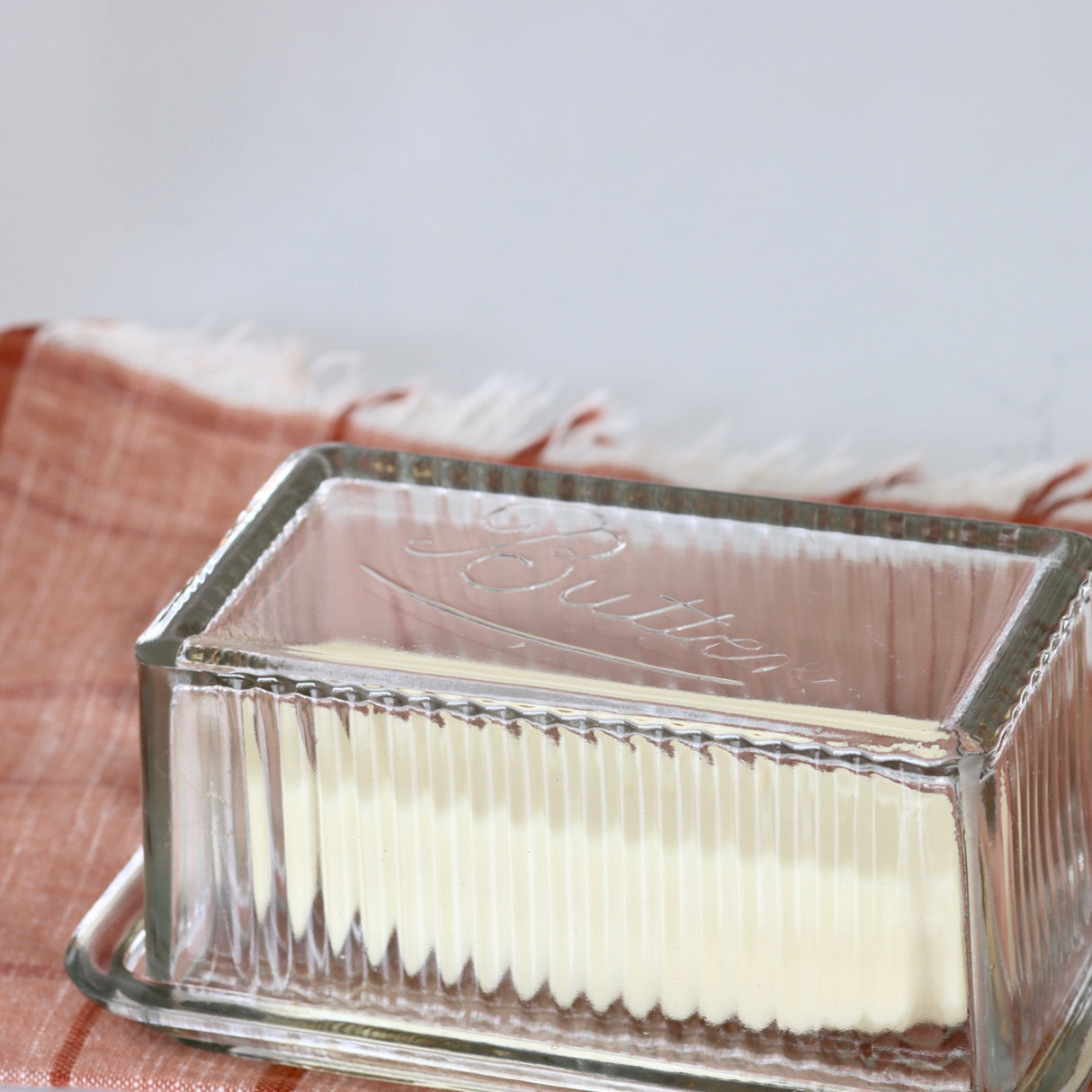 Fluted Glass Butter Dish - Holistic Habitat 