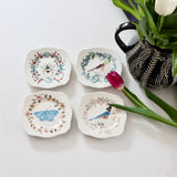 Secret Garden Birds and Bees Scalloped Stoneware Plates - Set of 4 - Holistic Habitat 