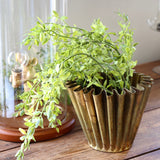 Cleo Fluted Brass Finish Metal Planter - Holistic Habitat 