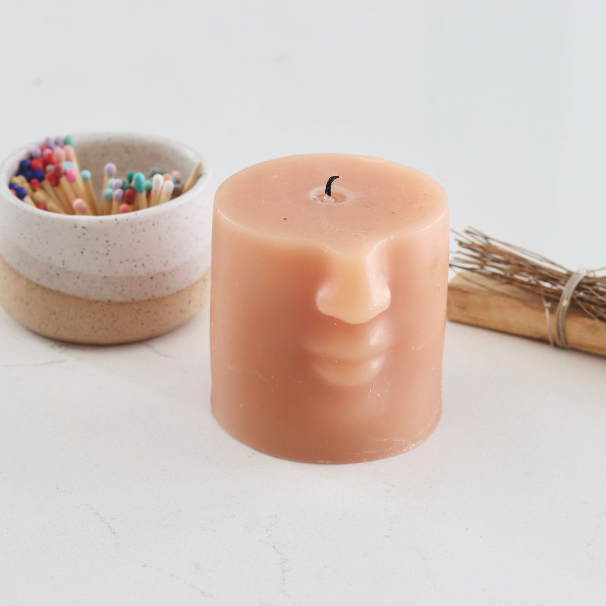 4 Inch Who Nose Unscented Pillar Candle - Peach - LAST CHANCE