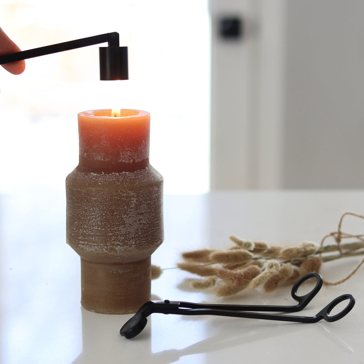 Minimalist Matte Black Candle Snuffer &amp; Wick Trimmer - Holistic Habitat 