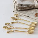 Forget-Me-Not Brass Tea Spoons - Set of 4 - Holistic Habitat 