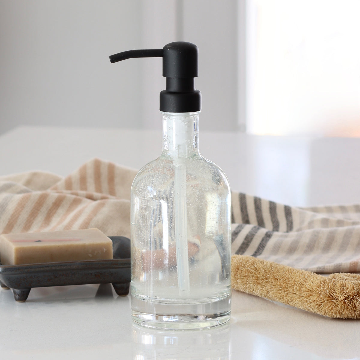 Heavy Glass Bottle Soap and Lotion Dispenser - 12oz - Holistic Habitat 