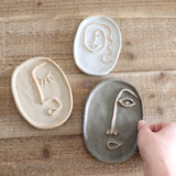 Ceramic Abstract Face Trays - Set of 3 - Holistic Habitat 