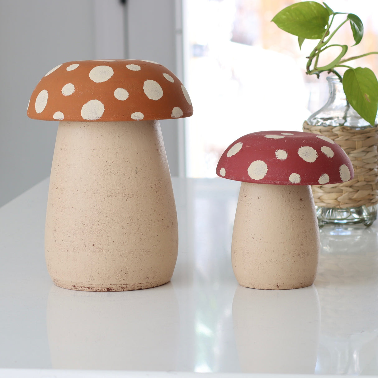 Secret Mushroom Terracotta Canisters - Set of 2 - Holistic Habitat 