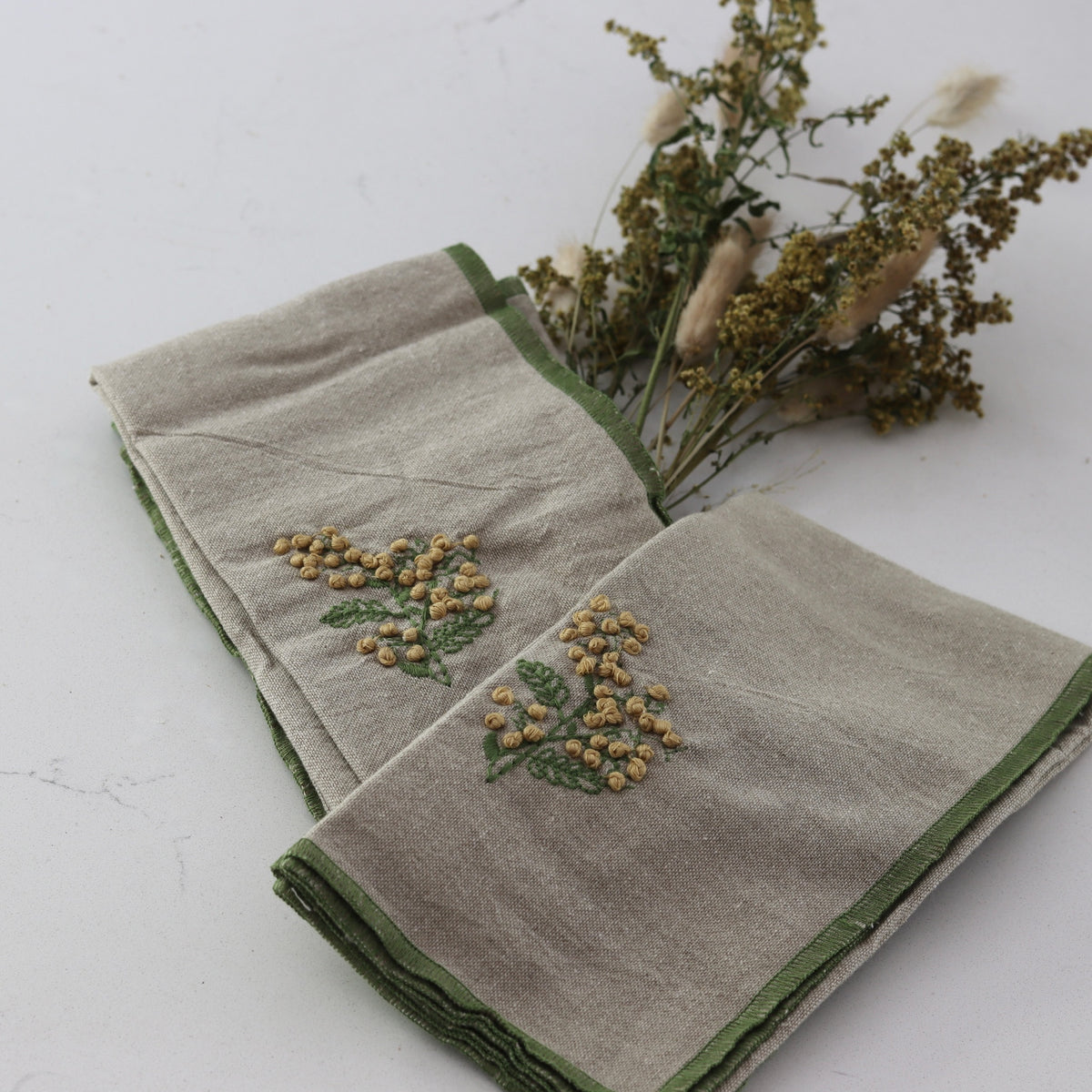 Goldenrod Embroidered Cotton Napkins Set of 4 - Holistic Habitat 