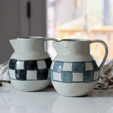 Checkerboard Hand-Painted Stoneware Pitcher - Holistic Habitat 