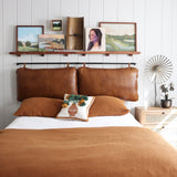 The Rachael Leather Headboard Cushion Set - Dark Amber - Holistic Habitat 