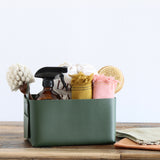 Green Vegan Leather Storage Basket - Medium - Holistic Habitat 