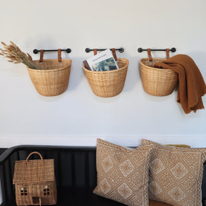 Wall Hanging Bicycle Basket on Metal Bracket - Holistic Habitat 