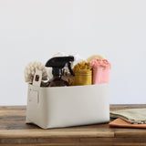 Oatmeal Vegan Leather Storage Basket - Medium - Holistic Habitat 