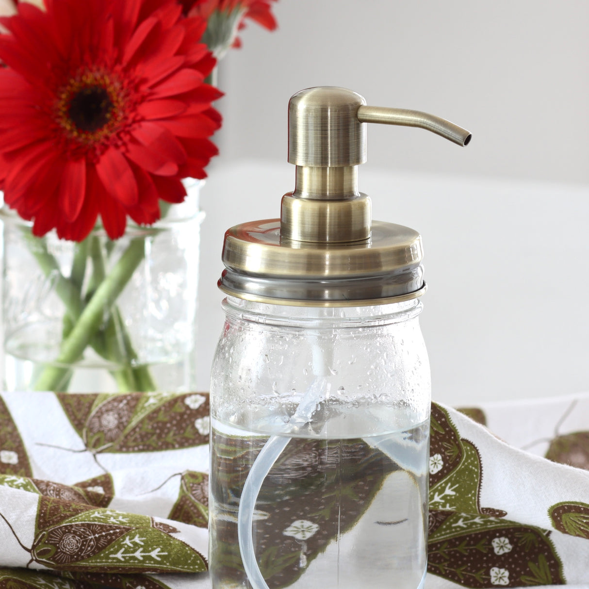 Classic Brass Mason Jar Soap Dispenser Lid - Regular Mouth - Holistic Habitat 