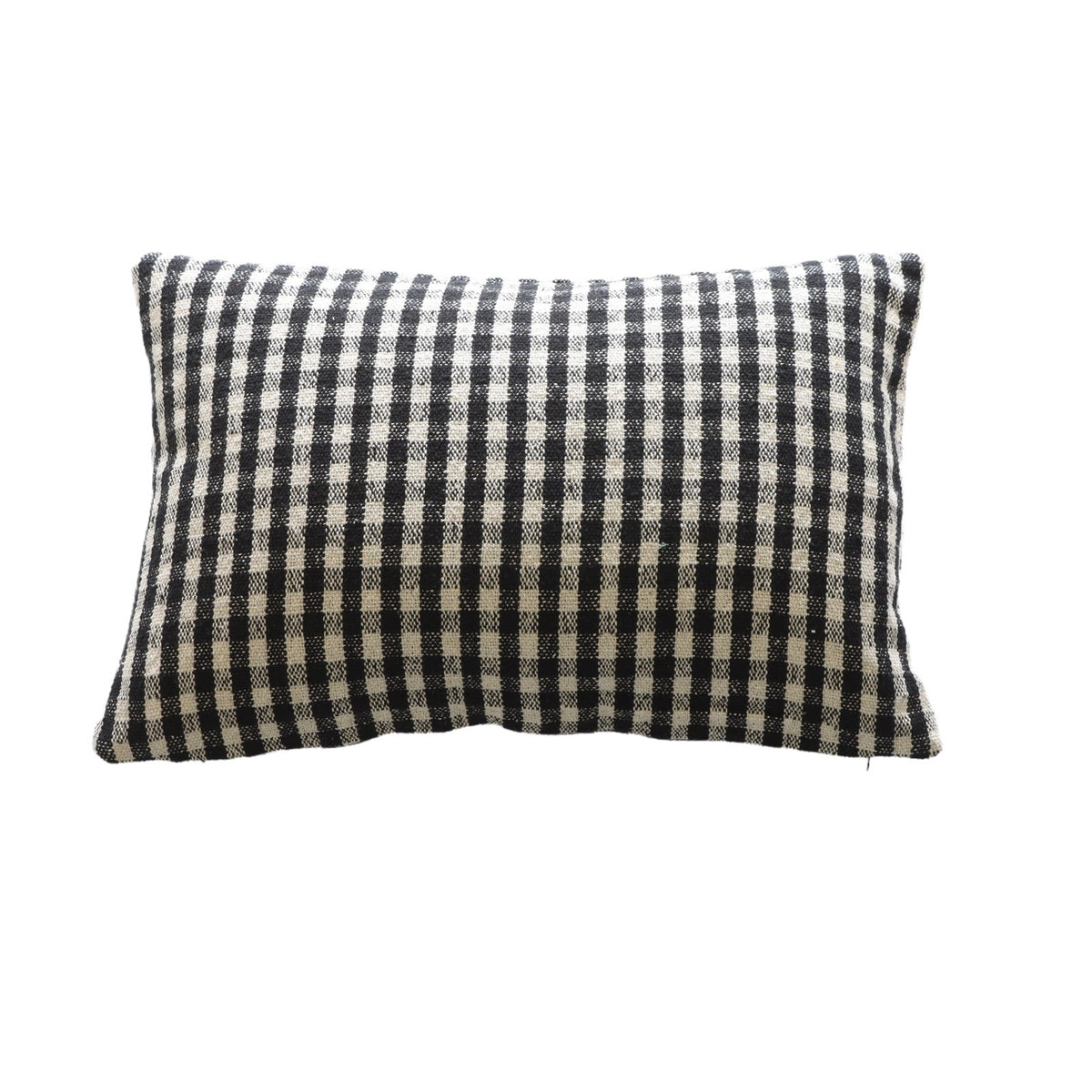 Black Gingham Recycled Cotton Lumbar Pillow - Holistic Habitat 