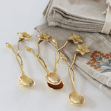 Forget-Me-Not Brass Tea Spoons - Set of 4 - Holistic Habitat 