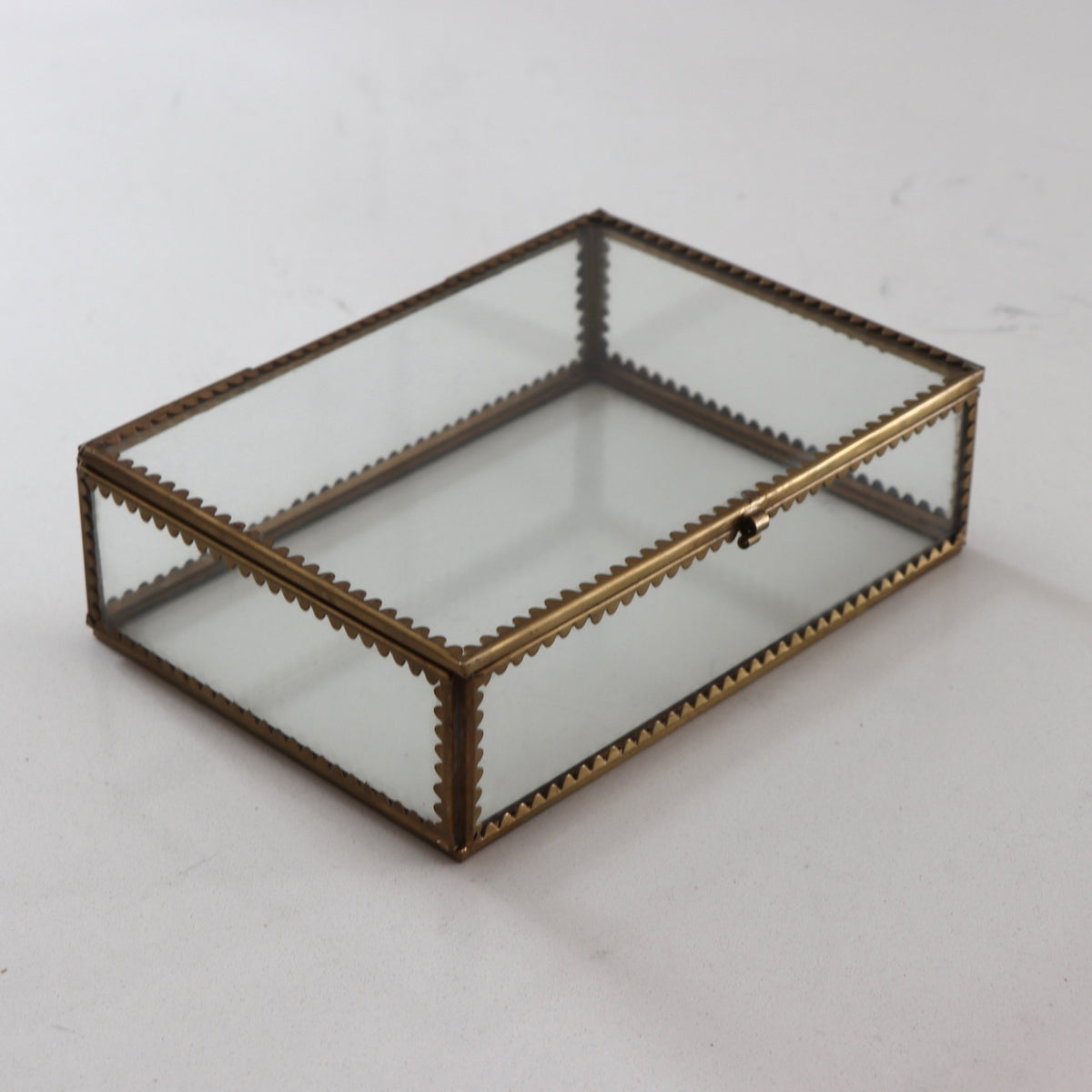 Brass and Glass Keepsake Box With Scalloped Edge - Holistic Habitat 