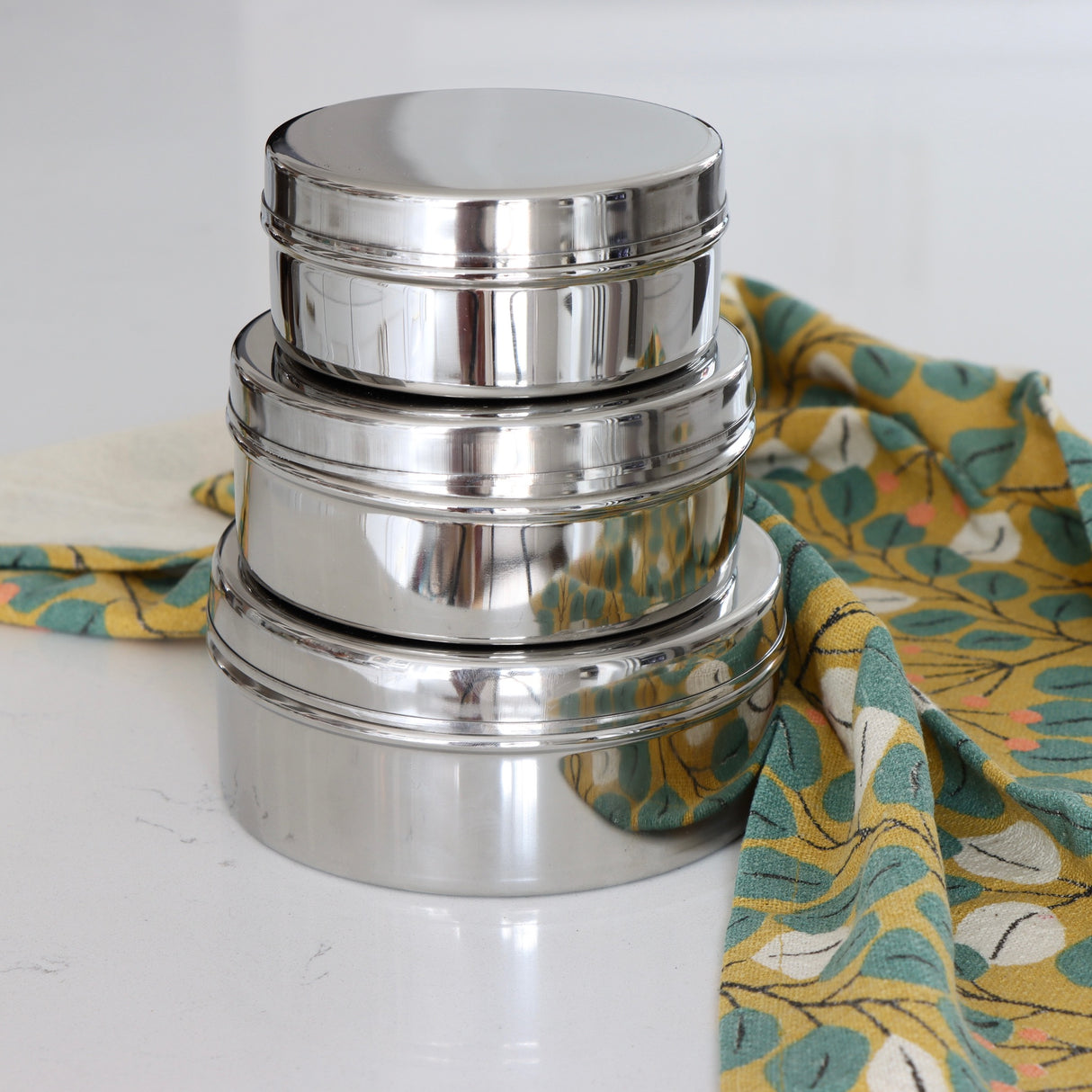 Hatbox Style Stainless Steel Storage Containers - Set of 3 - Holistic Habitat 