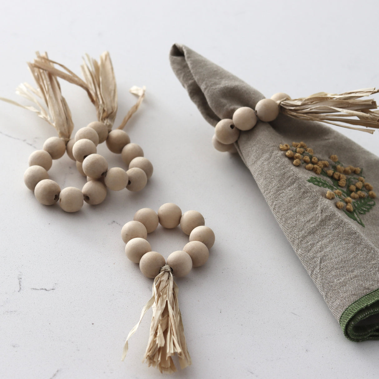 Natural Prayer Beads Napkin Rings - Holistic Habitat 