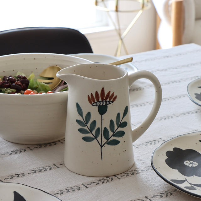 Chocolate Orchard Hand-Painted Stoneware Pitcher - Holistic Habitat 