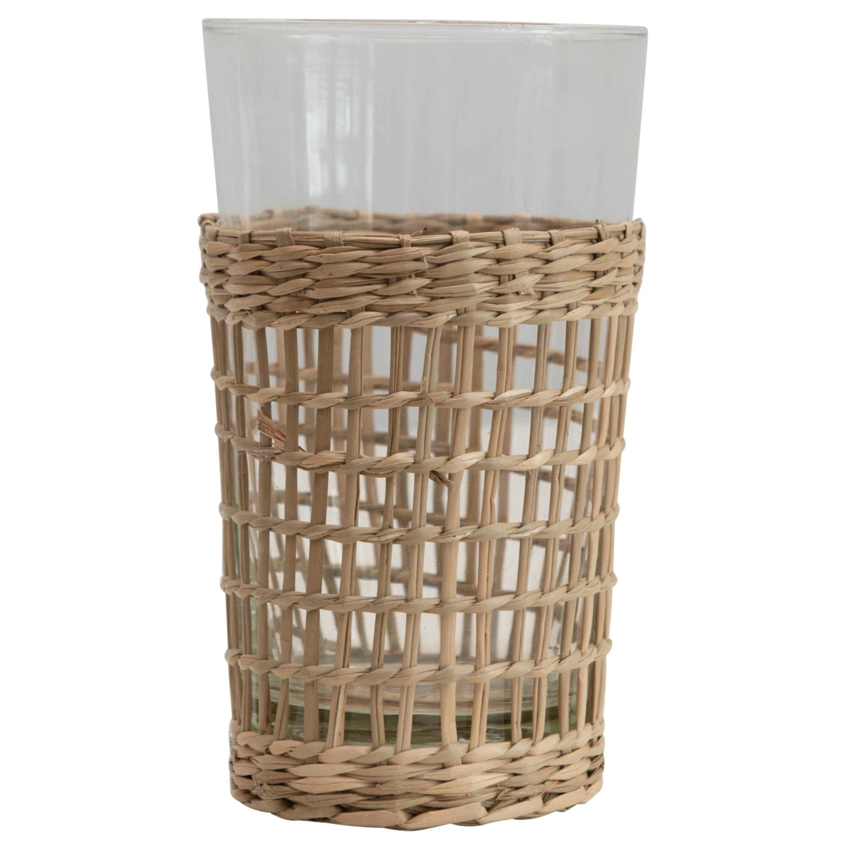 Sulu Drinking Glass With Woven Seagrass Sleeve - Holistic Habitat 