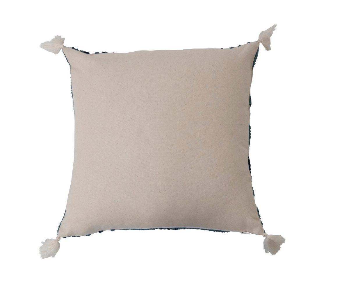 Indigo Moon Cotton Embroidered Pillow 18 Inch - Holistic Habitat 