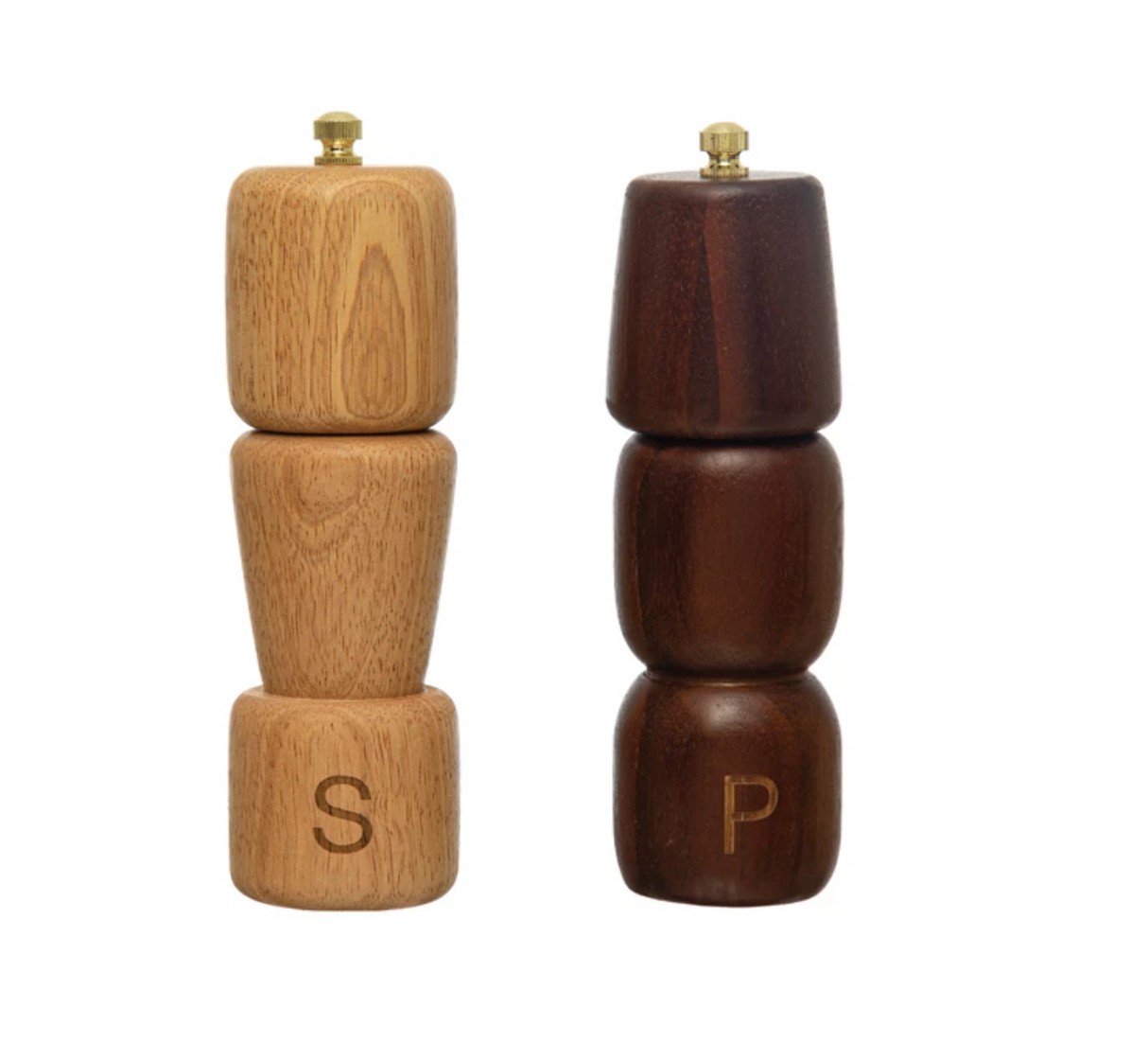 Stacked Acacia & Rubberwood Salt & Pepper Mills - Holistic Habitat 