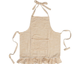 Butterscotch Candy Striped Cotton Ruffled Apron - Holistic Habitat 