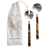 Faux Tortoise Stainless Steel and Resin Salad Servers - Holistic Habitat 