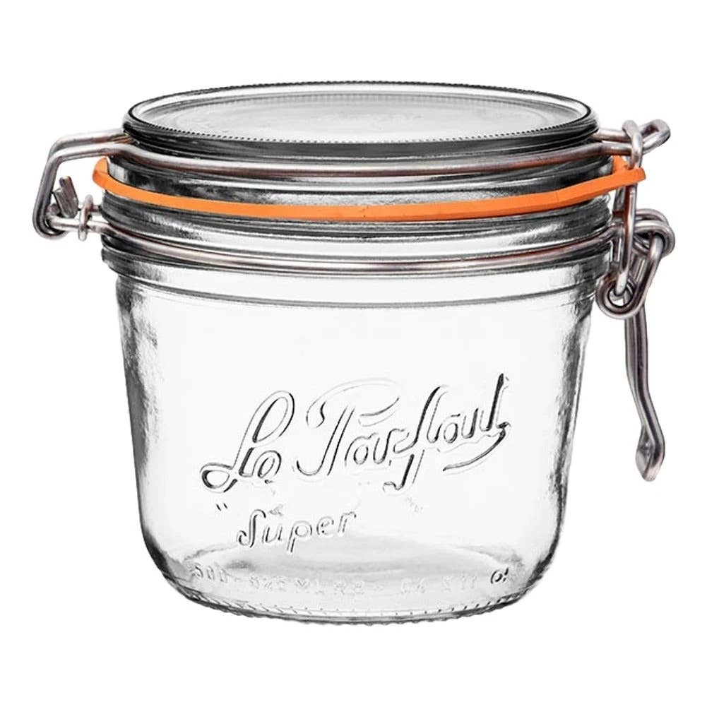 500ml Tapered French Glass Preserving Jar W Airtight Rubber - Holistic Habitat 