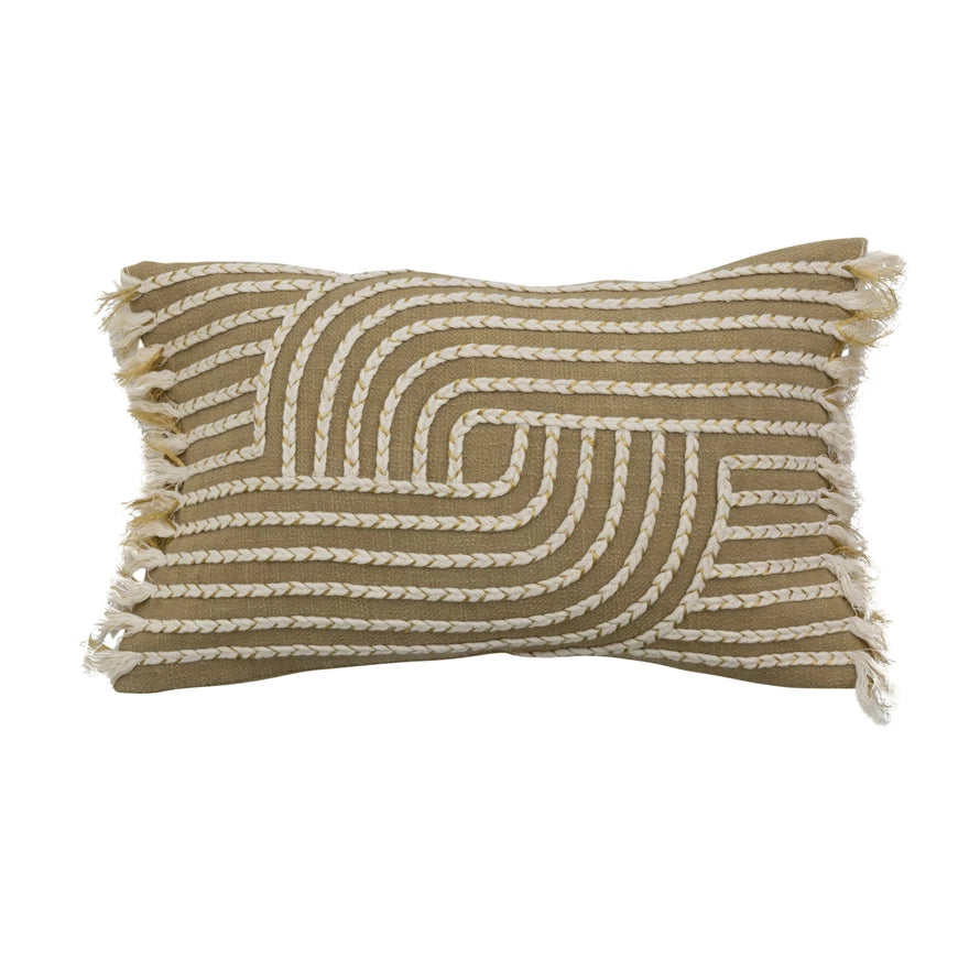 Infinity Embroidered Lumbar Pillow with Fringe - Holistic Habitat 