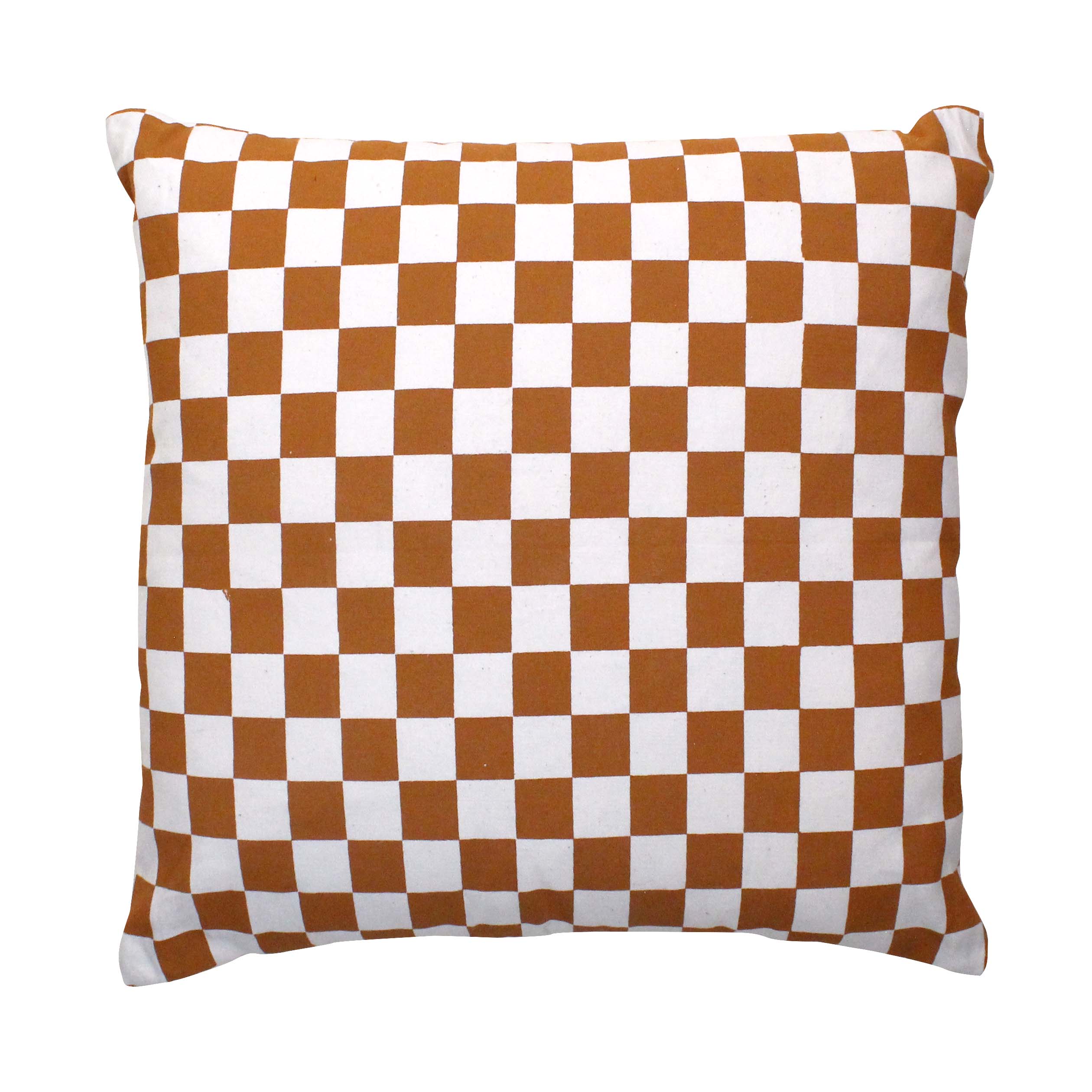 Amber and Ivory Wavy Checkered Throw Pillow