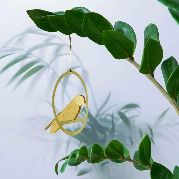 Bird on a Swing Brass Hanging Mobile - Holistic Habitat 