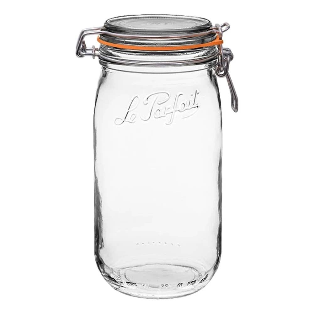 Rounded French Glass Storage Jar With Airtight Rubber Seal - 1.5L - Holistic Habitat 