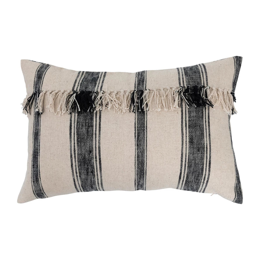 Fringy Striped Lumbar Pillow - Holistic Habitat 