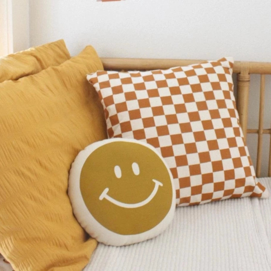 Rust and Ivory Checkered Pillow Cover - Holistic Habitat 